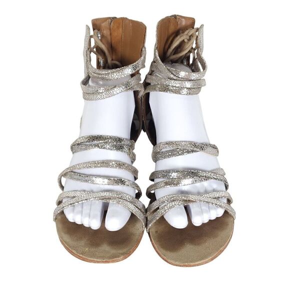 Free People Women's Juliette US7,5 EU38 Silver Metallic Lace Gladiator Sandals - Picture 3 of 14